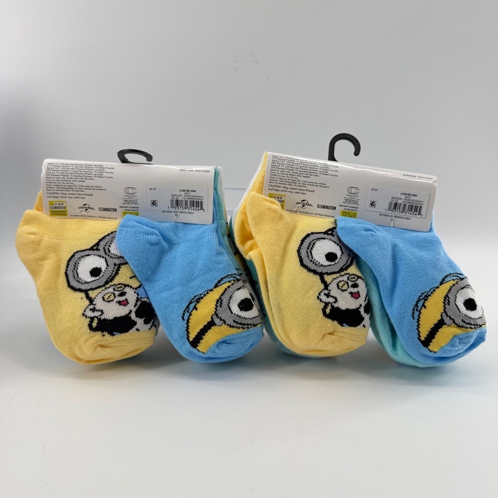 Minions Toddler 4T-5T Ankle Socks 20 Pair Blue Yellow Character Movie Multipack - Picture 2 of 6